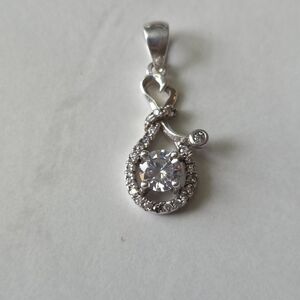 Sterling Silver White Cubic Zirconia Teardrop Pendant